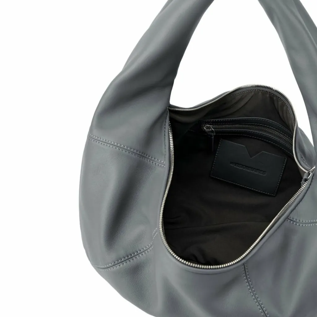 Outlet LES VISIONNAIRES Greta Schultertasche Leder 42 cm titanium grey