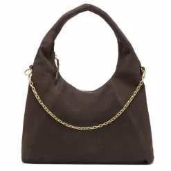 LES VISIONNAIRES Schultertaschen|Henkeltaschen<Jade Cozy Chain Schultertasche Leder 38 cm dark brown