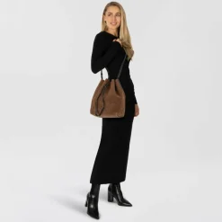 Liebeskind Beuteltaschen|Schultertaschen<Monogram Beuteltasche Leder 35 cm safari