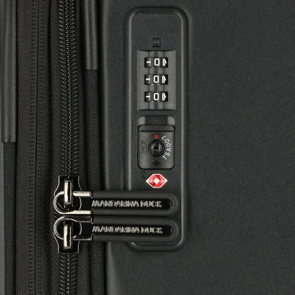 Clearance Mandarina Duck Eco Coated 4 Rollen Trolley L 78 cm mit Dehnfalte black