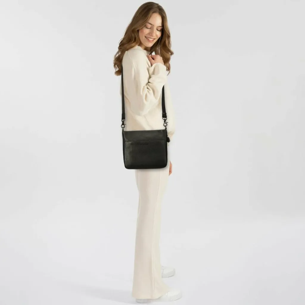 Hot Mandarina Duck Mellow Umhängetasche Leder 27 cm nero