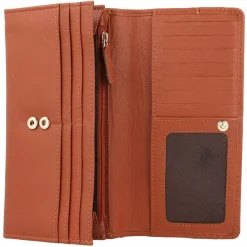 mano Damengeldbörsen Querformat<Don Leonardo Geldbörse RFID Leder 18 cm cognac