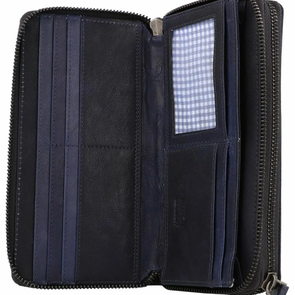 Mika Damengeldbörsen Querformat<Geldbörse Leder 19.5 cm navy