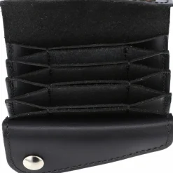 Mika Herrengeldbörsen Querformat|Damengeldbörsen Querformat<Geldbörse Leder 9,5 cm schwarz
