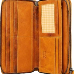 Mika Damengeldbörsen Querformat<Geldbörse Leder 19 cm gelb