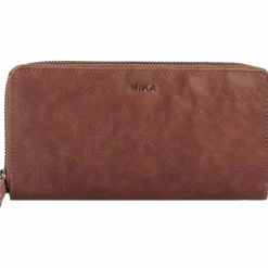 Mika Damengeldbörsen Querformat<Geldbörse Leder 19,5 cm grau-braun