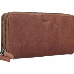 Mika Damengeldbörsen Querformat<Geldbörse Leder 19,5 cm grau-braun