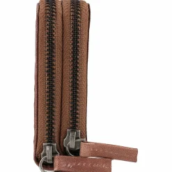 Mika Damengeldbörsen Querformat<Geldbörse Leder 19,5 cm grau-braun