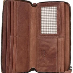 Mika Damengeldbörsen Querformat<Geldbörse Leder 19,5 cm grau-braun