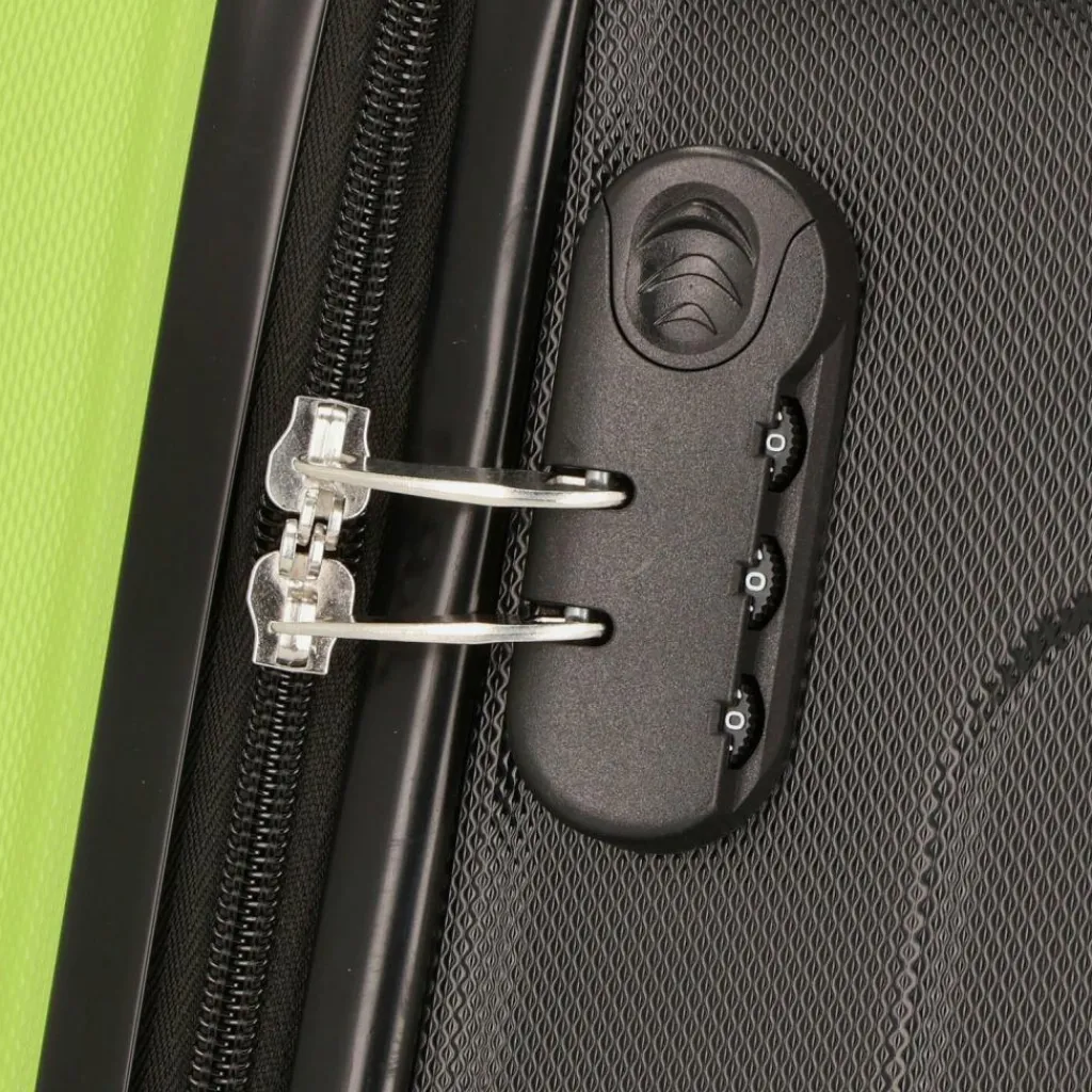 Hot Nowi Lugano 4 Rollen Kofferset 2-teilig schwarz-lime