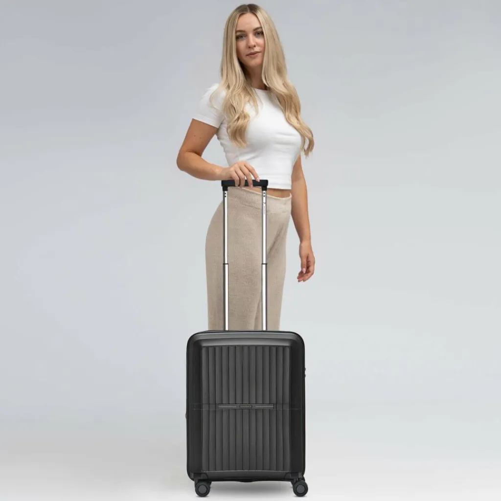 Clearance Pactastic Collection 01 4 Rollen Kabinentrolley S 55 cm mit Dehnfalte black-metallic