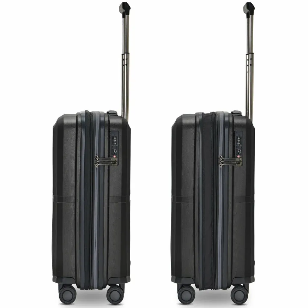 Clearance Pactastic Collection 01 4 Rollen Kabinentrolley S 55 cm mit Dehnfalte black-metallic