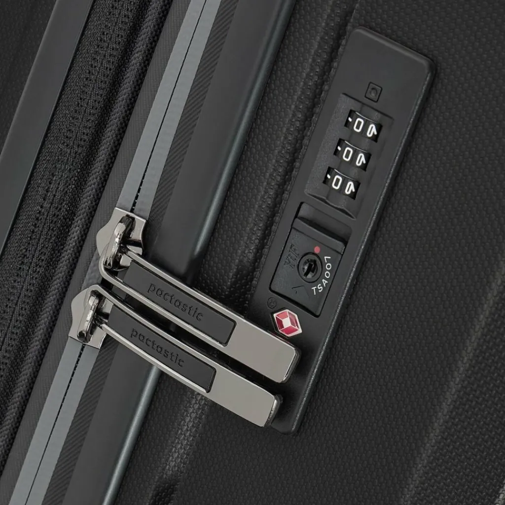 Clearance Pactastic Collection 01 4 Rollen Kabinentrolley S 55 cm mit Dehnfalte black-metallic