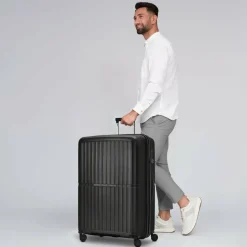 Pactastic Hartgepäck|4-Rollen Koffer<Collection 01 4 Rollen Trolley L 76 cm mit Dehnfalte black-metallic