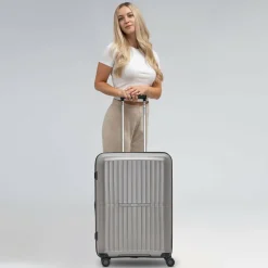 Best Pactastic Collection 01 4 Rollen Trolley M 67 cm mit Dehnfalte grey-coffee metallic