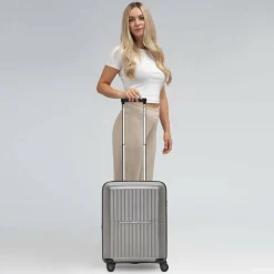 Pactastic Hartgepäck Kabinengepäck|4-Rollen Kabinentrolleys<Collection 01 4 Rollen Kabinentrolley S 55 cm mit Dehnfalte grey-coffee metallic
