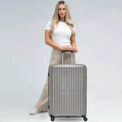 Pactastic Collection 01 4 Rollen Trolley L 76 cm mit Dehnfalte grey-coffee metallic