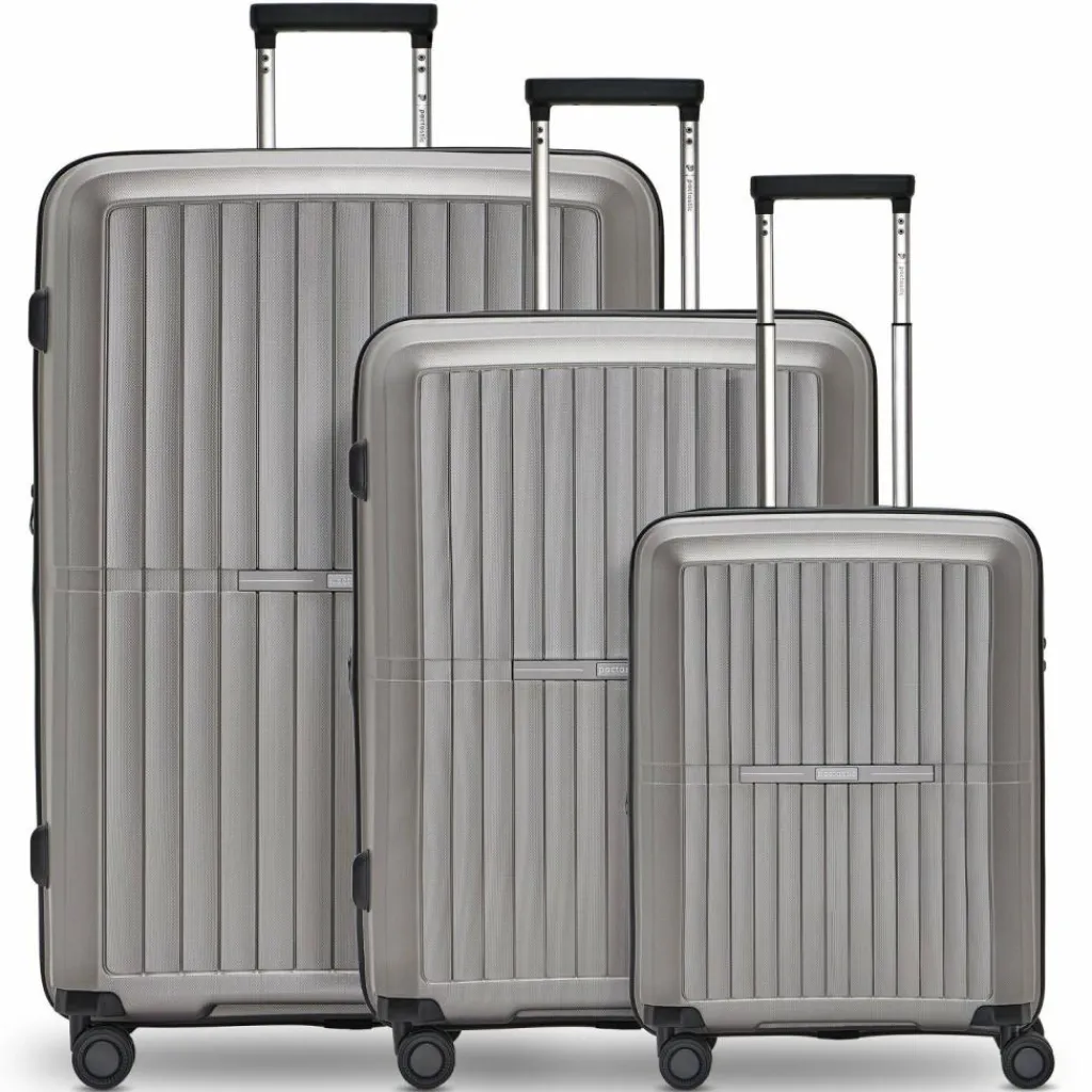 New Pactastic Collection 01 4-Rollen Kofferset 3tlg. mit Dehnfalte grey-coffee metallic