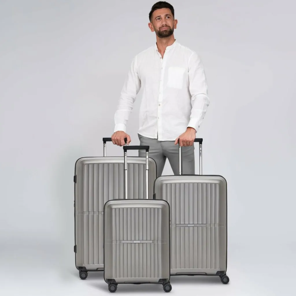 New Pactastic Collection 01 4-Rollen Kofferset 3tlg. mit Dehnfalte grey-coffee metallic