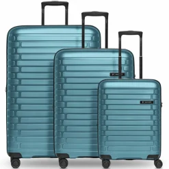 Sale Pactastic Collection 04 THE THREE SET + 4 Rollen Kofferset 3-teilig mit Dehnfalte ice blue-metallic