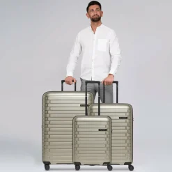 Discount Pactastic Collection 04 THE THREE SET + 4 Rollen Kofferset 3-teilig mit Dehnfalte champaign-metallic