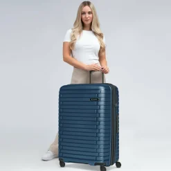 New Pactastic Collection 04 THE LARGE + 4 Rollen Trolley L 75 cm mit Dehnfalte navy blue-metallic