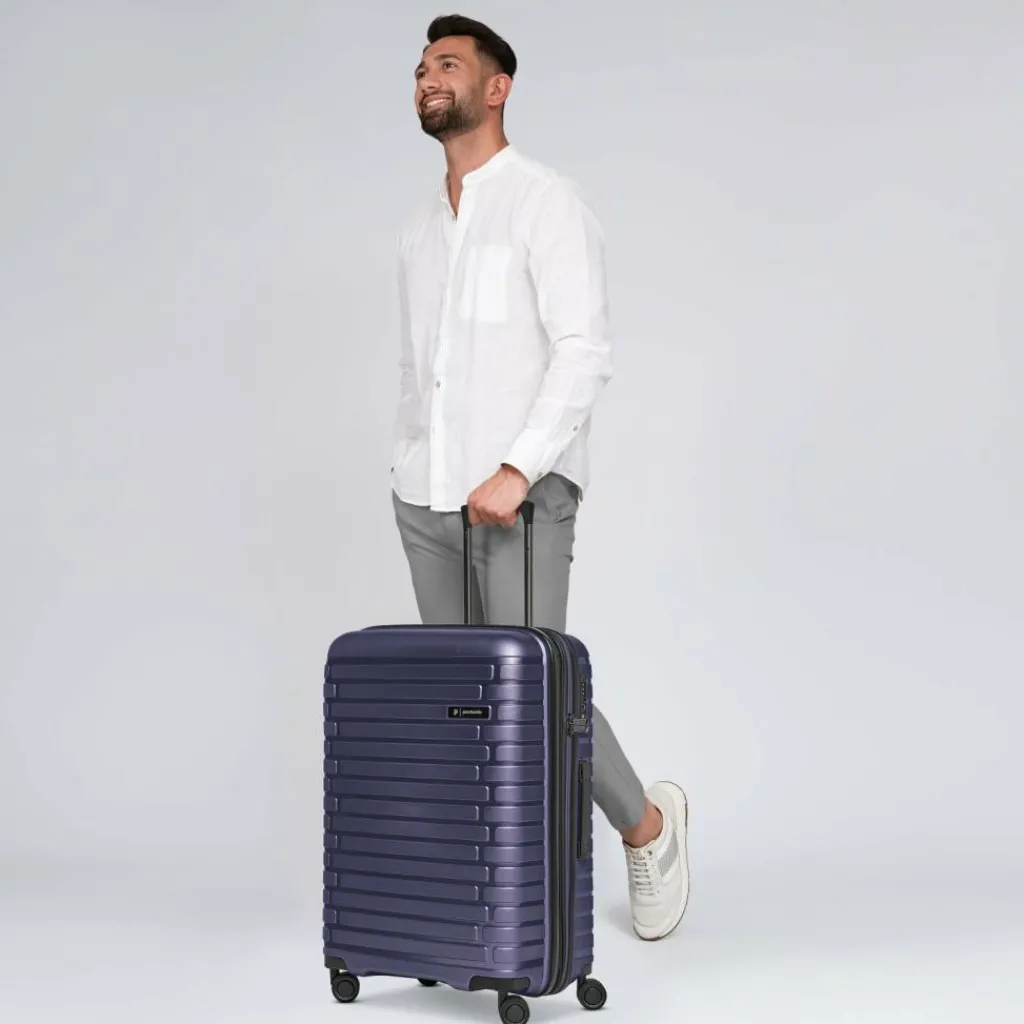 Pactastic Hartgepäck|4-Rollen Koffer<Collection 04 THE MEDIUM + 4 Rollen Trolley M 66 cm mit Dehnfalte purple-metallic