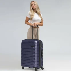 Pactastic Hartgepäck|4-Rollen Koffer<Collection 04 THE MEDIUM + 4 Rollen Trolley M 66 cm mit Dehnfalte purple-metallic