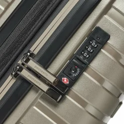 Hot Pactastic Collection 04 THE CABIN + 4 Rollen Kabinentrolley S 55 cm mit Dehnfalte champaign-metallic