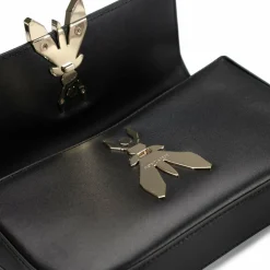 Patrizia Pepe Schultertaschen|Henkeltaschen<Essential Fly Schultertasche Leder 22 cm winter black