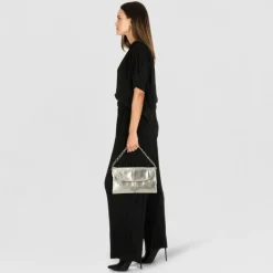 Patrizia Pepe Henkeltaschen<Handtasche Leder 30 cm new silver