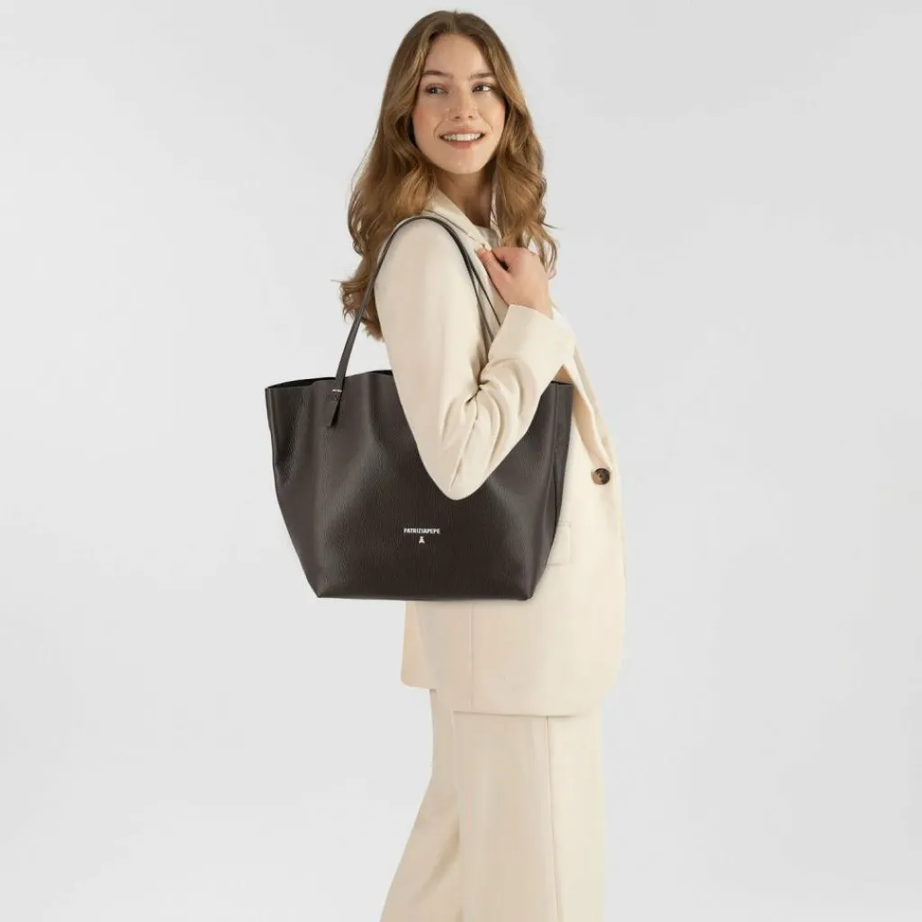 Patrizia Pepe Shopper Tasche Leder 30 cm deep chocolate