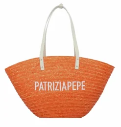 Patrizia Pepe Shopper|Schultertaschen<Summer Straw Shopper Tasche 51 cm orange sunset