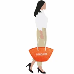 Patrizia Pepe Shopper|Schultertaschen<Summer Straw Shopper Tasche 51 cm orange sunset