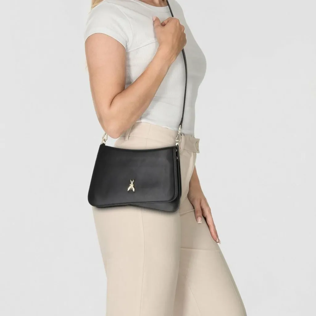 Patrizia Pepe Henkeltaschen|Schultertaschen<Tris Schultertasche Leder 28.5 cm nero