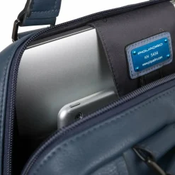 New Piquadro Akron Aktentasche Leder 33 cm Laptopfach blue