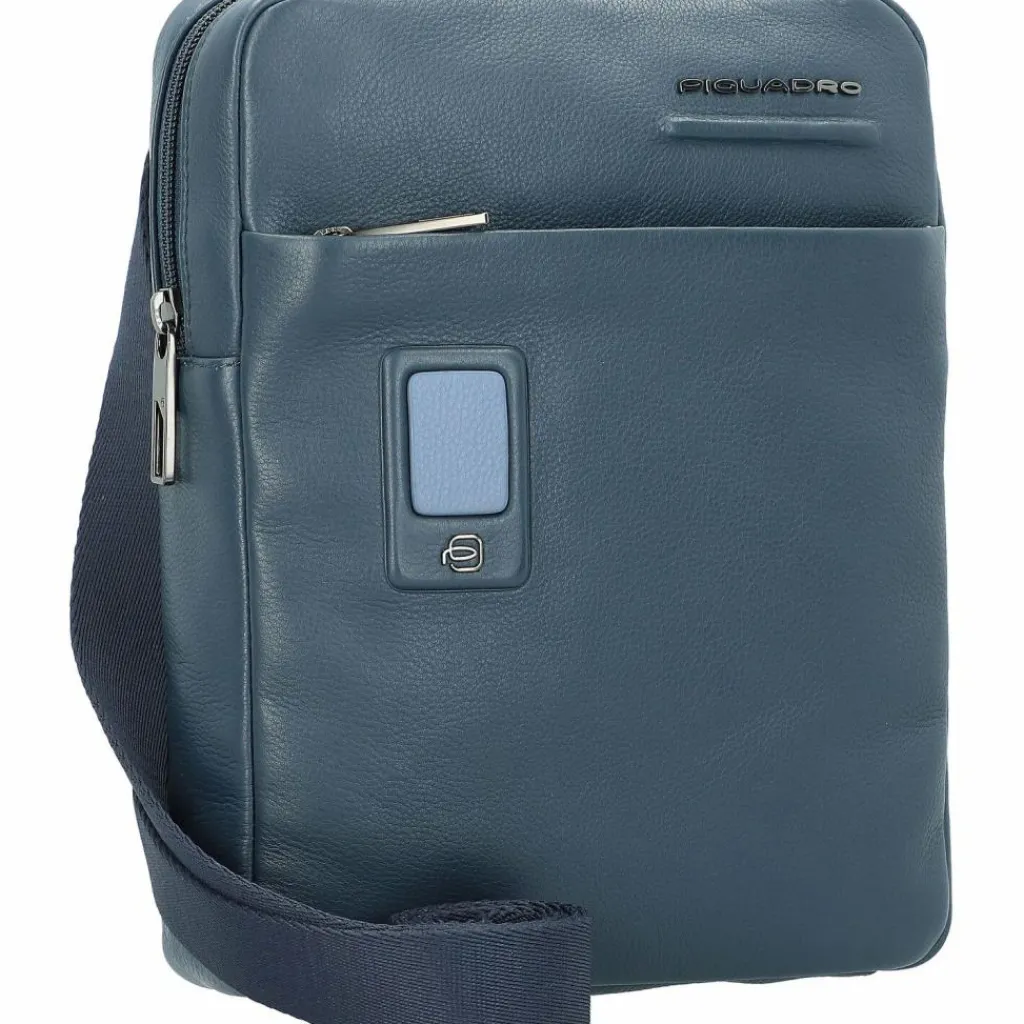 Piquadro Umhängetaschen<Akron Umhängetasche Leder 22 cm blau