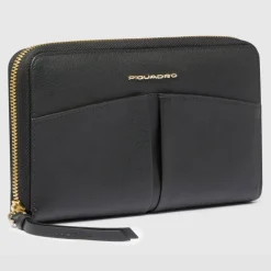 Piquadro Damengeldbörsen Querformat<Ashley Geldbörse RFID Schutz Leder 19 cm black
