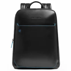 Piquadro Lederrucksäcke|Daypacks<Blue Square Daypack RFID Schutz Leder 37 cm Laptopfach black