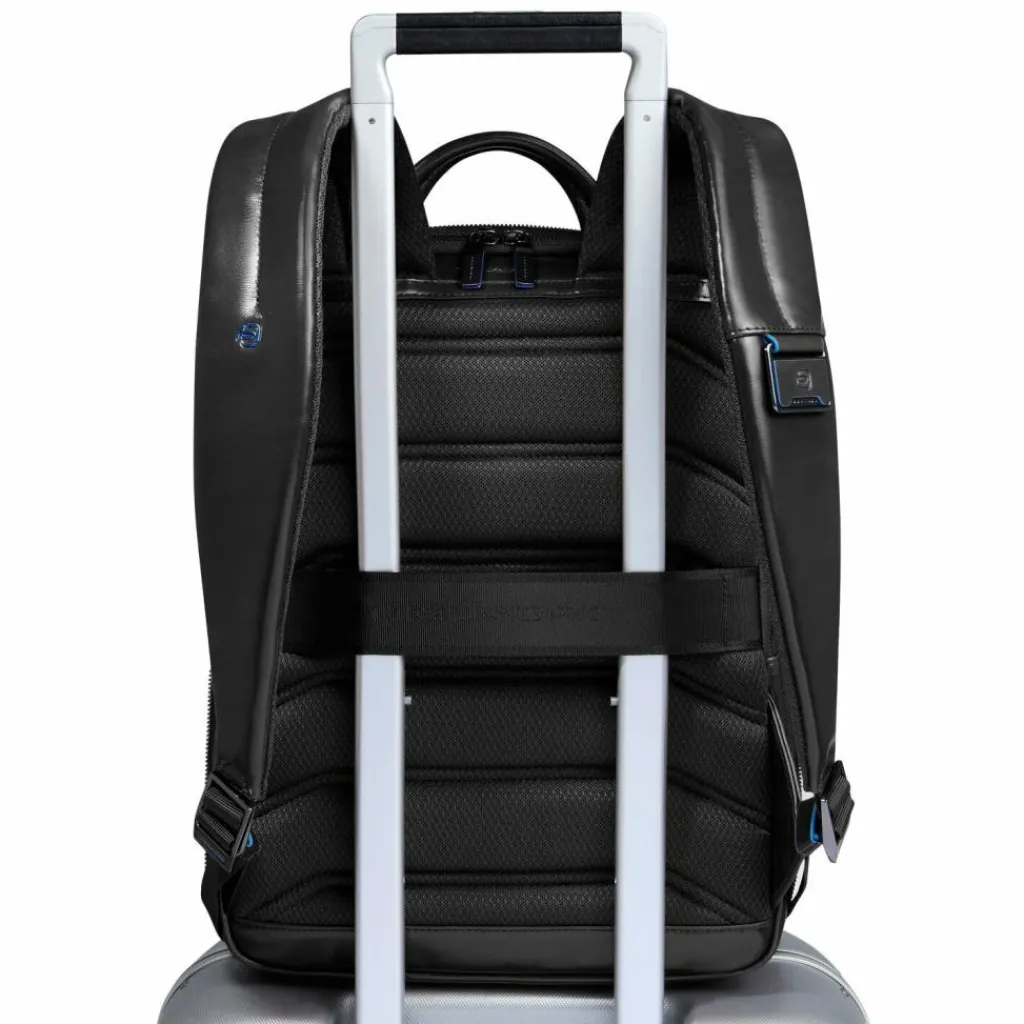 Piquadro Lederrucksäcke|Daypacks<Blue Square Daypack RFID Schutz Leder 37 cm Laptopfach black