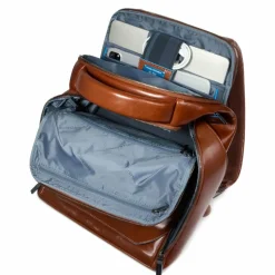 Piquadro Lederrucksäcke|Daypacks<Blue Square Daypack RFID Schutz Leder 39 cm Laptopfach brown