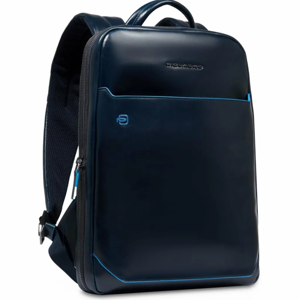 Piquadro Lederrucksäcke|Daypacks<Square Daypack RFID Schutz Leder 37 cm Laptopfach blue