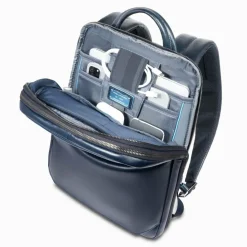Piquadro Lederrucksäcke|Daypacks<Square Daypack RFID Schutz Leder 37 cm Laptopfach blue