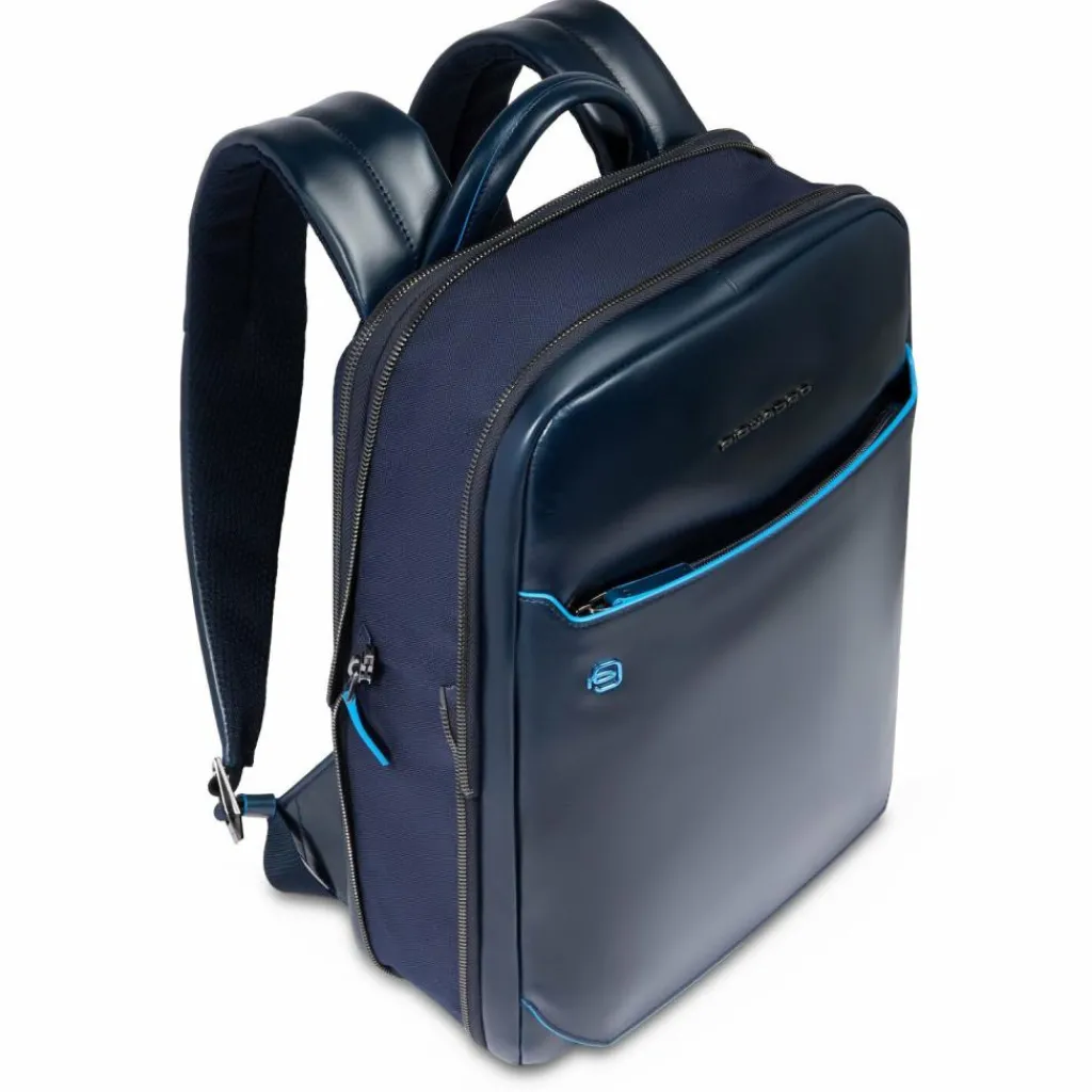 Piquadro Lederrucksäcke|Daypacks<Square Daypack RFID Schutz Leder 37 cm Laptopfach blue
