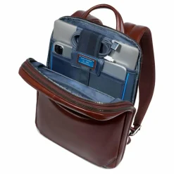 New Piquadro Blue Square Daypack RFID Schutz Leder 37 cm Laptopfach mahogany