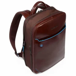New Piquadro Blue Square Daypack RFID Schutz Leder 37 cm Laptopfach mahogany