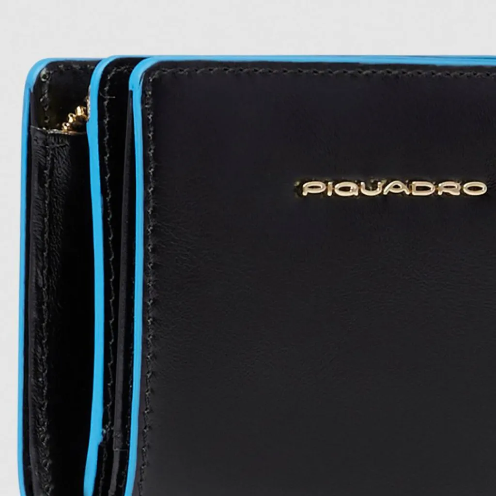 Damen Piquadro Blue Square Geldbörse RFID Schutz Leder 11 cm