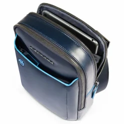 Sale Piquadro Square Mini Bag Umhängetasche Leder 17 cm blue