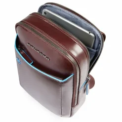 Outlet Piquadro Blue Square Mini Bag Umhängetasche Leder 17 cm mahogany