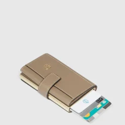 Discount Piquadro Circle Kreditkartenetui RFID Schutz Leder 6.5 cm taupe